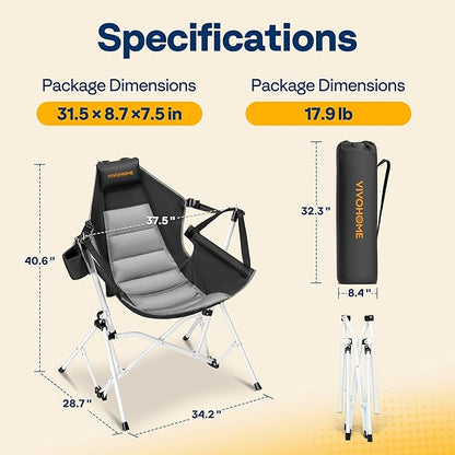 VIVOHOME Hammock Camping Chair, Portable Outdoor Swinging Rocking Chairs - Image 8