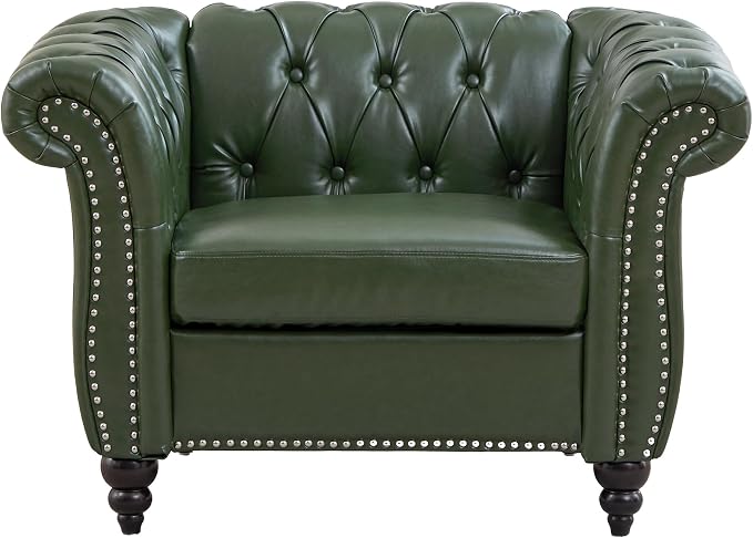 Mid-Century 2 Seater Sofa, Faux Leather Loveseat - Image 6