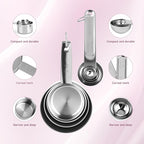 Measuring Cups and Spoons Set,Stainless Steel 8 Piece Nesting Measuring Tools for Dry & Liquid Ingredients, Kitchen Gadgets for Cooking and Baking, Includes 4 Cups and 4 Spoons