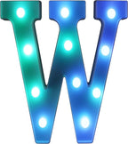Foaky Colorful LED Letter Lights with Remote,Marquee Light Up Letters Sign for Night Light Wedding/Birthday Party Battery Powered Christmas Lamp Home Bar Decoration(W)