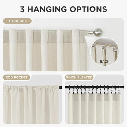 Joydeco Linen Curtains 120 inch Length 2 Panel Set, Light Filtering Curtain - Image 5