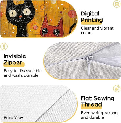 OBSEDE Black Cat Abstract Art Decorative Throw Pillow Covers 18 × 18 in - Image 4