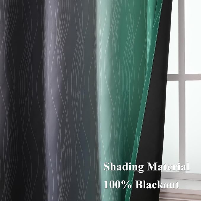 Black and Green Ombre Blackout Curtains 54 Inches Long | Gradient Curtains - Image 5