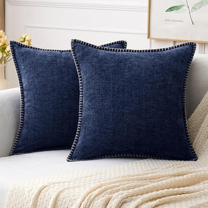 MIULEE Decorative Couch Throw Pillow Covers 18x18 Inch Navy Blue 2 Pack | by MIULEE