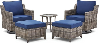 5 Pieces Outdoor Patio Furniture Set-All-Weather Wicker Patio Swivel Glider - Image 9