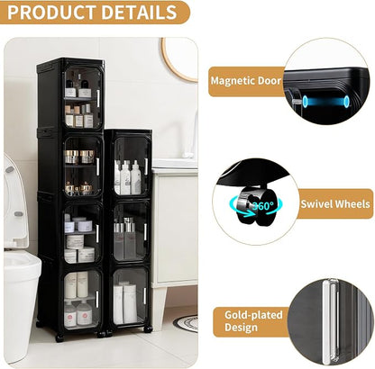2-Tier Narrow Storage Cabinet, Slim Bathroom Storage Cabinet - Image 4