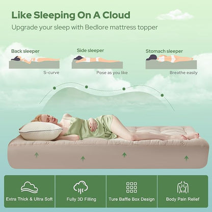 BEDLORE California King Mattress Topper Viscose Derived from Bamboo, Thick - Image 4