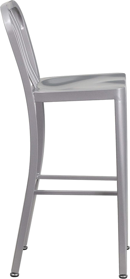 Flash Furniture Commercial Grade 30" High Silver Metal Indoor-Outdoor Barstool - Image 7