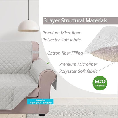 U-NICE HOME 4 Seater Sofa Cover 91''Large Couch Cover, Light Grey | Washable - Image 4
