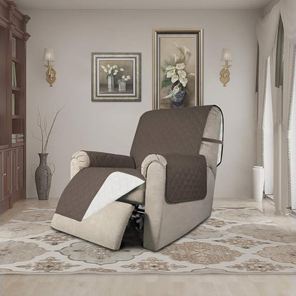 Easy-Going Reversible Couch Cover, Recliner 19 in, Taupe/Ivory | Machine - Image 2