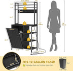 YITAHOME Bakers Rack with Storage Microwave Stand with Trash Can Bin Cabinet and Power Outlet 6-Tiers Coffee Stand Large Microwave Table for Kitchen Dining Room Living Room Black