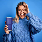 VEGOND 20 oz Tumbler Bulk with Handle Lid and Straw, Stainless Steel Insulated Travel Coffee Mug Set, Spill Proof Double Wall Metal Tumblers Cups, Royal Blue 6 Pack