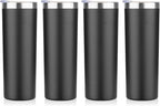 HASLE OUTFITTERS 20 oz Skinny Tumblers Bulk Set, Stainless Steel Insulated Slim Tumblers with Lids, Reusable Double Wall Travel Coffee Mugs, Durable Powder Coated Travel Water Cups(Black, 4)