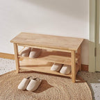 XKZG Storage Bench Wooden Shoe Rack Bench Simple Style Wood Entryway Bench (Natural,31.5")