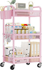 YASONIC 3 Tier Rolling Cart – Metal Utility Storage Cart by YASONIC