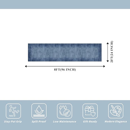 2x8 Washable Hallway Runner Rug – Non-Slip Modern Abstract Neutral Low-Pile - Image 2