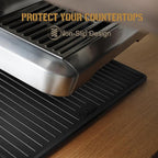 Silicone Coffee Mat for Breville 870/880, 13.78 x 13.78inch, 0.24in Raised Lip Spill-proof, Under Coffee Maker, Coffee Pot Bar Station for Countertop Kitchen, Black