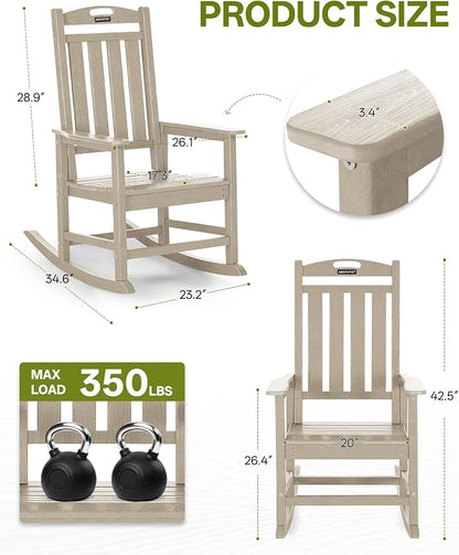 Outdoor Adirondack Rocking Chairs All-Weather HDPE Patio Rocker Chair - Image 3