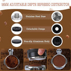 58mm Espresso Tamper Set - Spring-loaded Coffee Tamper, Adjustable Depth Espresso Distributor Leveler, Magnetic Dosing Funnel Aluminum Metal, Reusable Puck Screen, Fit for 58mm Portafilters