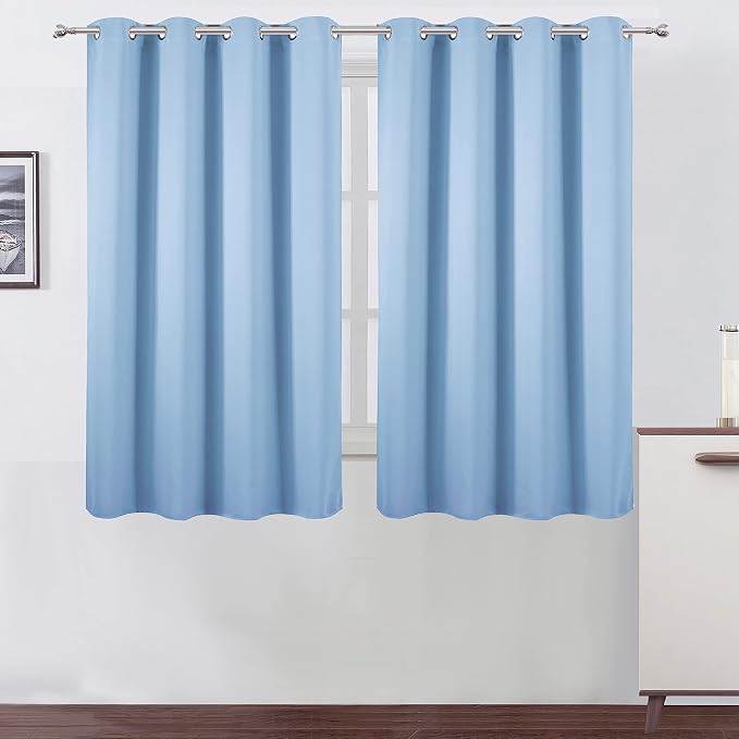 Sky Blue Thermal Blackout Curtains/52 x 54 Inch/Set of 2 Panels Room Darkening by Lemomo
