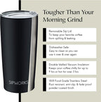 Stainless Steel Coffee Tumblers with Lids - 20z Double Walled Vacuum Insulated for Hot & Cold Drinks - Spill Resistant Travel Tumbler - Arctic White