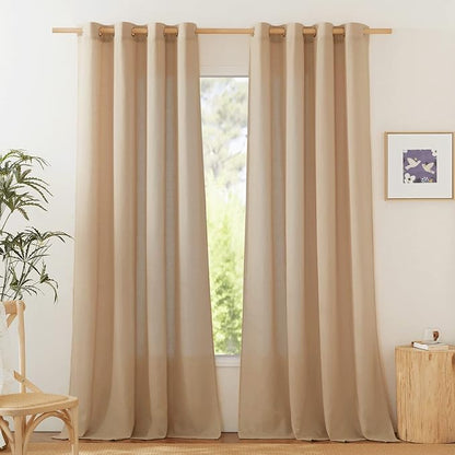 NICETOWN Rustic Linen 144 inch Long Curtains by NICETOWN
