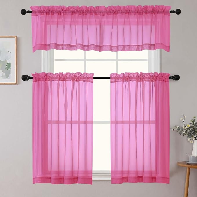 Cafe Curtains 36 Inch Length Tier 2 Pieces, Modern Soft Airy Sheer Kitchen - Image 8