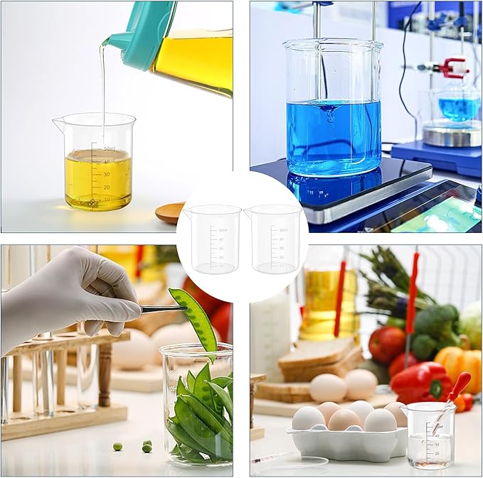 17 Oz Transparent Lab Measuring Cup, 500ml Plastic Beaker Cups, for Science Experiment, Liquid Measuring, 12 Pcs