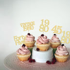 Gyufise 24Pcs 45th Birthday Cupcake Toppers Glitter Cheers to 45 Fabulous Forty Five Vintage 1980 Cupcake Picks 45th Birthday Wedding Anniversary Party Cake Decorations Supplies Gold