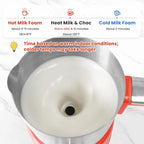 Stainless Steel Milk Frother for Coffee, 3-in-1 Electric Milk Warmer & Foam Maker, 12oz Hot Cold Frothing, Thick Foam for Macchiatos, Cappuccinos (Orange)