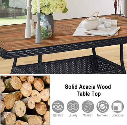 Tangkula 5 Piece Wicker Patio Dining Set, Outdoor Rattan Table & Chairs Set - Image 6