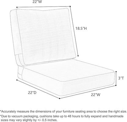 Favoyard Deep Seat Patio Cushions 22 × 22 inch Rainproof & Fadeness Furniture - Image 4