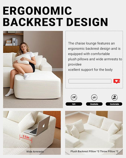 Cloud Sectional Couch, Corduroy Boneless Couches - Image 7