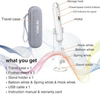 Rechargeable Milk Frother Handheld 3 Speed Coffee Foamer [3 Whisk] Electric Drink Mixer for Latte, Cappuccino, Coffee, Eggs, Hot Chocolate, White