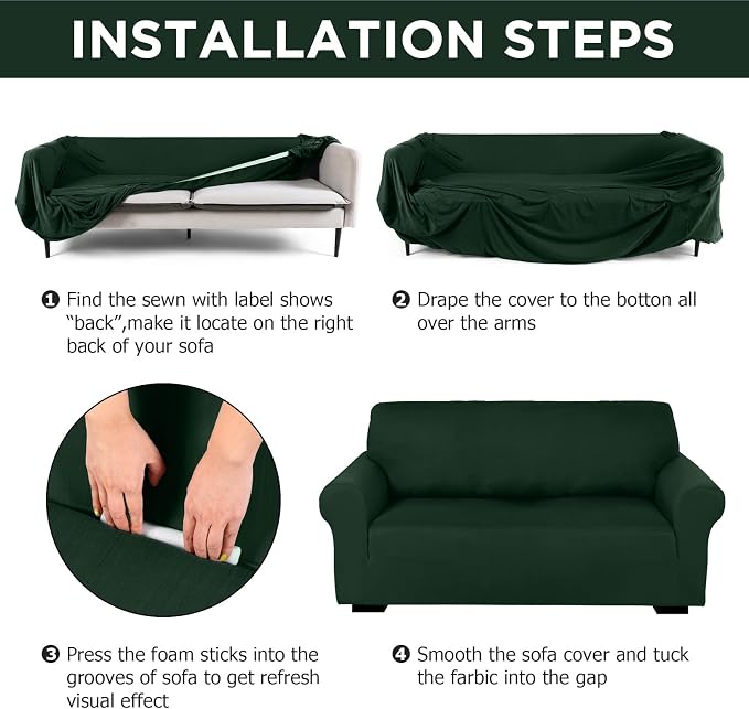 Peryiter 2 Pcs Sofa Covers Couch and Loveseat Covers Set Stretch Sofa Slipcover - Image 3