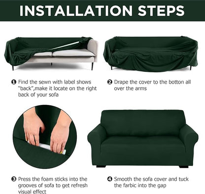 Peryiter 2 Pcs Sofa Covers Couch and Loveseat Covers Set Stretch Sofa Slipcover - Image 3