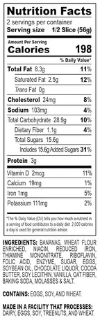 Nadel - NATURALLY DELICIOUS BANANA CHOCOLATE CHIP CAKE SLICES (8 Pack) Sweet Breads & Cakes, Back to School lunch snack, breakfast bar