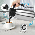 70oz Thermal Coffee Carafe, Double Wall Vacuum Thermos for Hot Drinks, Stainless Steel Carafe for Hot Liquids Large Tea Thermos for Home School Office for Valentine's Day (Classic Silver)