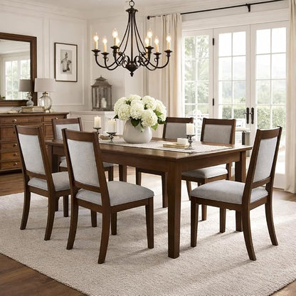 HomePop Open Back Upholstered Wood Frame Dining Chairs - Image 2