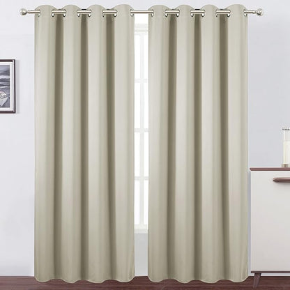 Blackout Curtains 66 x 84 inch/Light Beige Curtains Set of 2 Panels/Thermal by Lemomo