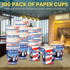 Smygoods Trump Design Disposable Paper Coffee Cups (10 OZ, 100 Count) For Hot Beverages, Tea, Espresso, Cocoa - To Go Drink Containers, Café & Office