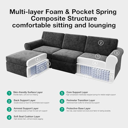 Novilla 108" Modular Sectional Sofa, Modular Sectional Couches - Image 9
