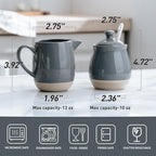 famiware Milkyway Ceramic Sugar and Creamer Set, 10oz Sugar Bowl & 13oz Creamer Set – Stoneware Milk Pitcher & Sugar Dispenser for Coffee Bar, Kitchen, or Countertop, Coffee Serving Set, Dark Gray