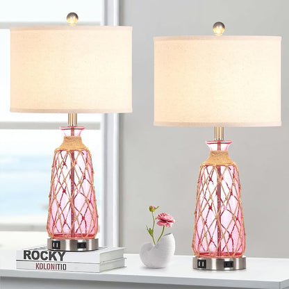 Ruzectt 25.5" Coastal Glass Table Lamps Set of 2, 3-Way Dimmable Touch Control - Image 8