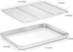 Deedro Baking Sheet with Rack Set [2 Sheets + 2 Racks], Stainless Steel Cookie Half Sheets Baking Pan Oven Tray with Cooling Rack, 12 x 10 x 1 Inch, Heavy Duty, Non-toxic, Easy Clean