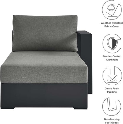 Modway Tahoe Powder-Coated Aluminum Outdoor Chaise Lounge in Gray Charcoal - Image 8