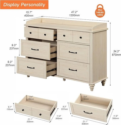 WAMPAT 6 Drawers Dresser for Bedroom, Elegant Wooden Chest of Drawers Kids - Image 2