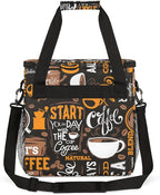 coffee beans cup yellow Coffee Maker Carring Bag Travel Carrying Storage Tote Bag Compatible with Keurig K-Mini or K-Mini Plus Portable Single Serve Coffee Brewer Case with Pockets for K-cup Pods