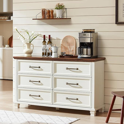 SAVOR LIFE Farmhouse White 6 Drawer Dresser - Image 8