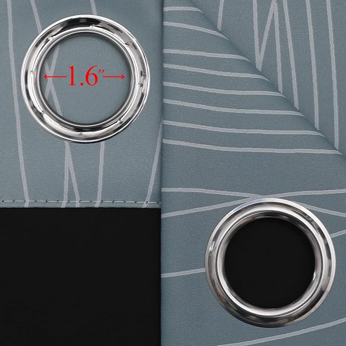 Stone Blue and Greyish White Blackout Curtains Living Room 108 Inches Long | - Image 7